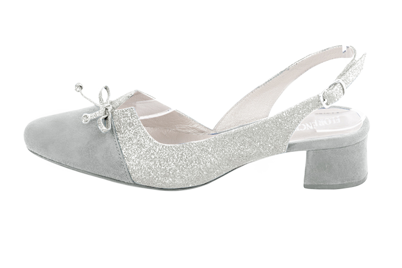 French elegance and refinement for these pearl grey and light silver dress slingback shoes, with a knot, 
                available in many subtle leather and colour combinations. The pretty French spirit of this beautiful pump will accompany your steps nicely and comfortably.
To be personalized or not, with your materials and colors.  
                Matching clutches for parties, ceremonies and weddings.   
                You can customize these shoes to perfectly match your tastes or needs, and have a unique model.  
                Choice of leathers, colours, knots and heels. 
                Wide range of materials and shades carefully chosen.  
                Rich collection of flat, low, mid and high heels.  
                Small and large shoe sizes - Florence KOOIJMAN